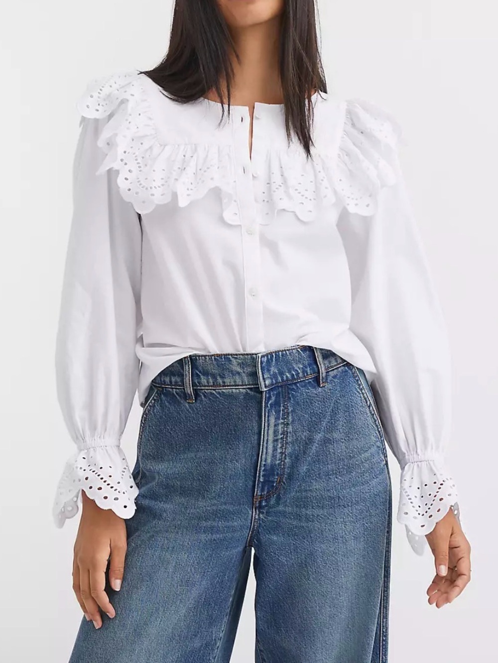 LOFT Broderie Ruffle Blouse